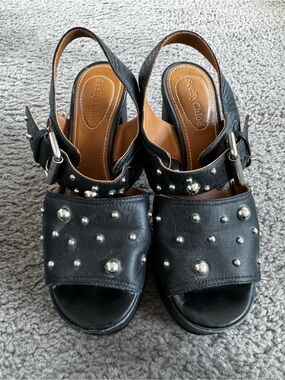 See By Chloe Black Leather Studded Slingback Mules